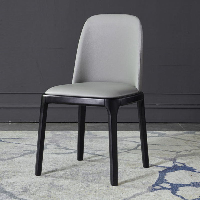 Contemporary Dining Armless Chair Matte Finish Leather Curved Parsons Chair Clearhalo ' kitchen&dining_furn' 'Dining Chairs' 'Dining Tables & Seating' 'dining_chair' 'furn' 'furn_dining_chair' 'Furniture' 'furniture_dining_chair' 'Kitchen & Dining Furniture' 'kitchen' 4502345