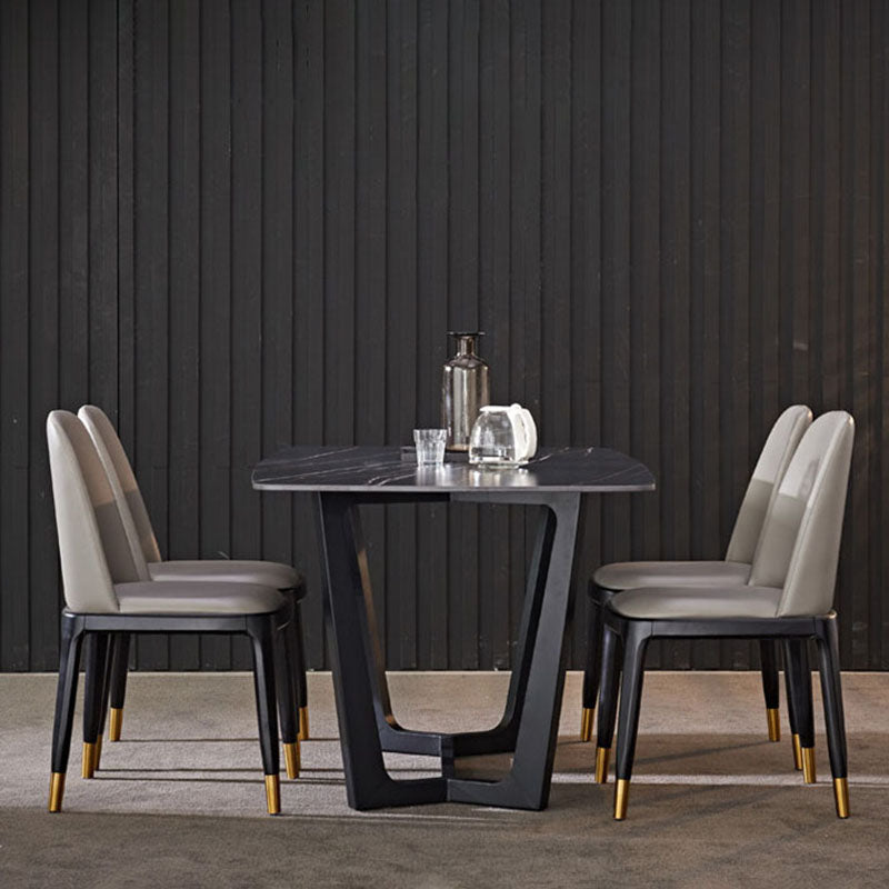 Contemporary Dining Armless Chair Matte Finish Leather Curved Parsons Chair Clearhalo ' kitchen&dining_furn' 'Dining Chairs' 'Dining Tables & Seating' 'dining_chair' 'furn' 'furn_dining_chair' 'Furniture' 'furniture_dining_chair' 'Kitchen & Dining Furniture' 'kitchen' 4502346