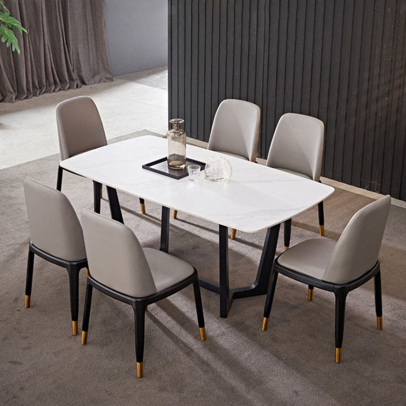 Contemporary Dining Armless Chair Matte Finish Leather Curved Parsons Chair Clearhalo ' kitchen&dining_furn' 'Dining Chairs' 'Dining Tables & Seating' 'dining_chair' 'furn' 'furn_dining_chair' 'Furniture' 'furniture_dining_chair' 'Kitchen & Dining Furniture' 'kitchen' 4502347