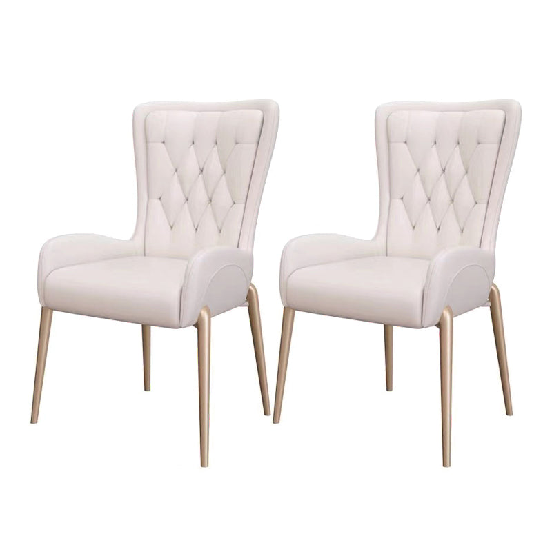 Glam Metal Dining Room Chairs Upholstered Side Armchair for Restaurant Use White 2 Piece Set Clearhalo ' kitchen&dining_furn' 'Dining Chairs' 'Dining Tables & Seating' 'dining_chair' 'furn' 'furn_dining_chair' 'Furniture' 'furniture_dining_chair' 'Kitchen & Dining Furniture' 'kitchen' 4502351