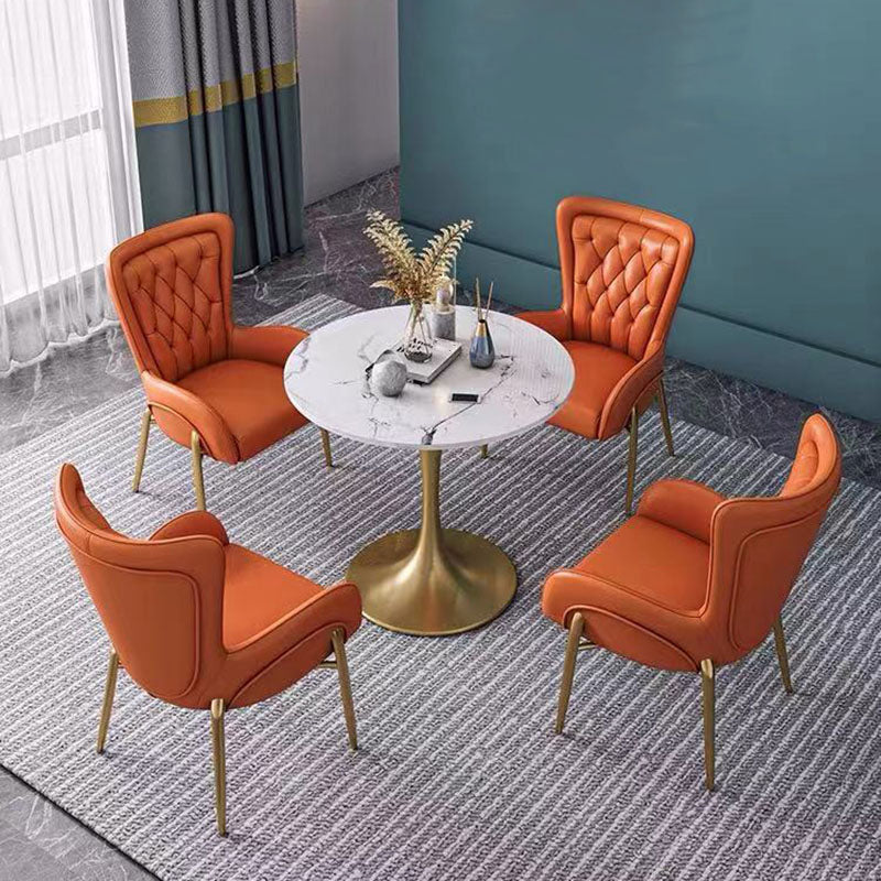 Glam Metal Dining Room Chairs Upholstered Side Armchair for Restaurant Use Clearhalo ' kitchen&dining_furn' 'Dining Chairs' 'Dining Tables & Seating' 'dining_chair' 'furn' 'furn_dining_chair' 'Furniture' 'furniture_dining_chair' 'Kitchen & Dining Furniture' 'kitchen' 4502352