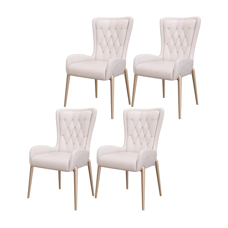 Glam Metal Dining Room Chairs Upholstered Side Armchair for Restaurant Use White 4 Piece Set Clearhalo ' kitchen&dining_furn' 'Dining Chairs' 'Dining Tables & Seating' 'dining_chair' 'furn' 'furn_dining_chair' 'Furniture' 'furniture_dining_chair' 'Kitchen & Dining Furniture' 'kitchen' 4502353