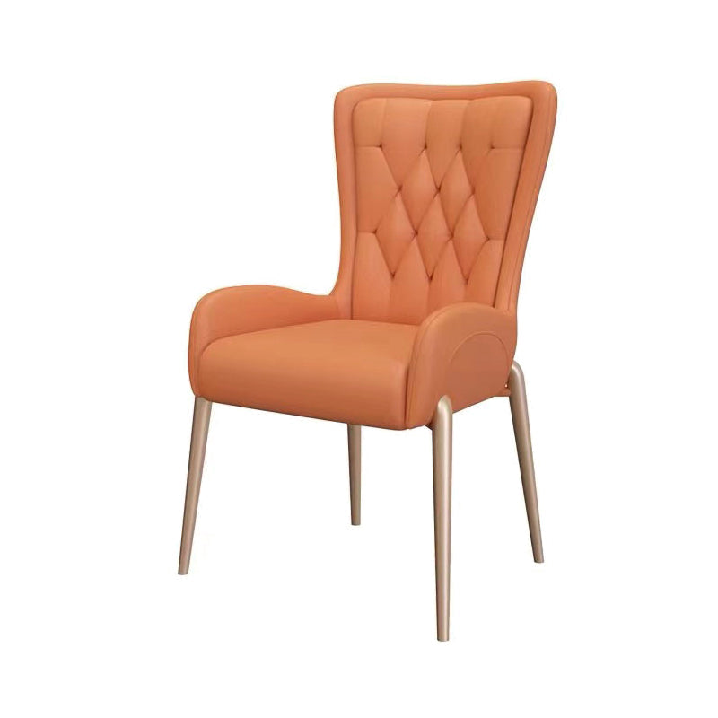 Glam Metal Dining Room Chairs Upholstered Side Armchair for Restaurant Use Orange 1 Piece Clearhalo ' kitchen&dining_furn' 'Dining Chairs' 'Dining Tables & Seating' 'dining_chair' 'furn' 'furn_dining_chair' 'Furniture' 'furniture_dining_chair' 'Kitchen & Dining Furniture' 'kitchen' 4502355