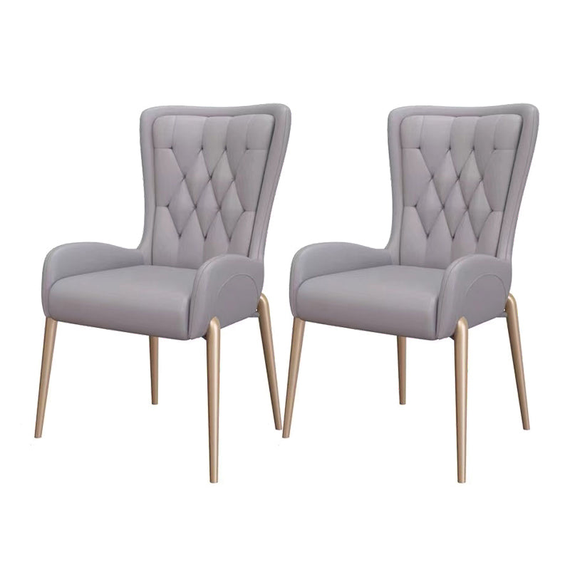 Glam Metal Dining Room Chairs Upholstered Side Armchair for Restaurant Use Grey 2 Piece Set Clearhalo ' kitchen&dining_furn' 'Dining Chairs' 'Dining Tables & Seating' 'dining_chair' 'furn' 'furn_dining_chair' 'Furniture' 'furniture_dining_chair' 'Kitchen & Dining Furniture' 'kitchen' 4502363