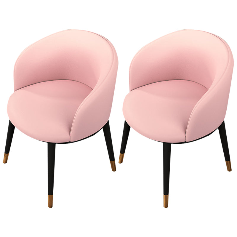 Modern Upholstered Home Arm Chair Matte Finish Solid Back Dining Chair Pink 2 Piece Set Clearhalo ' kitchen&dining_furn' 'Dining Chairs' 'Dining Tables & Seating' 'dining_chair' 'furn' 'furn_dining_chair' 'Furniture' 'furniture_dining_chair' 'Kitchen & Dining Furniture' 'kitchen' 4502380