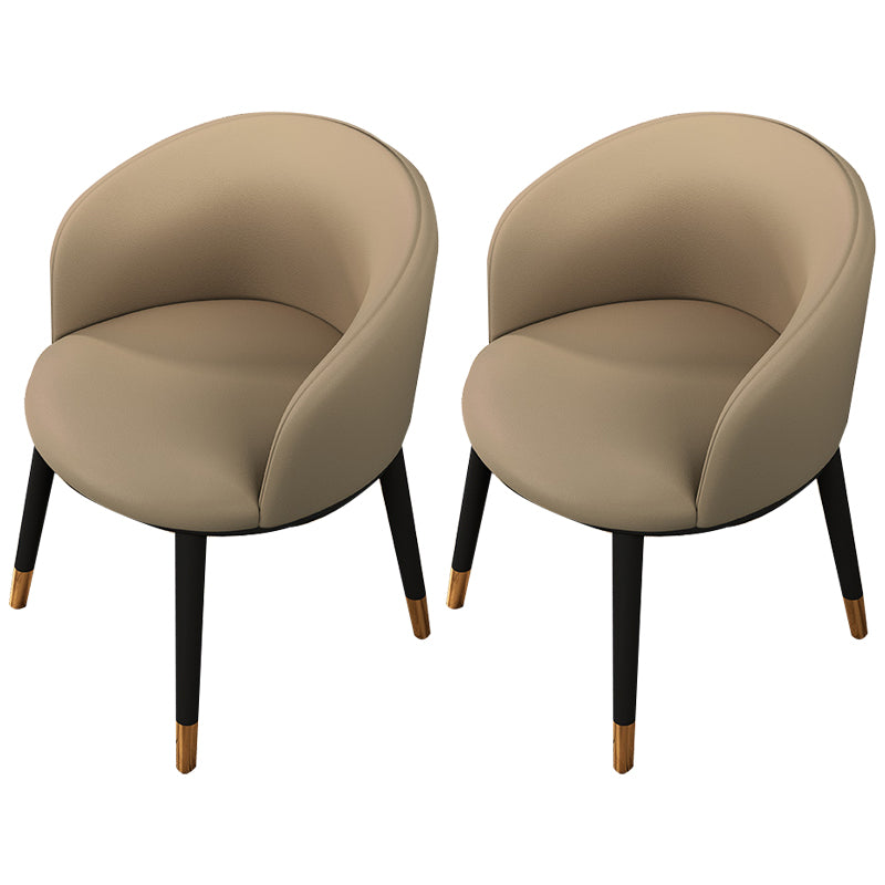 Modern Upholstered Home Arm Chair Matte Finish Solid Back Dining Chair Khaki 2 Piece Set Clearhalo ' kitchen&dining_furn' 'Dining Chairs' 'Dining Tables & Seating' 'dining_chair' 'furn' 'furn_dining_chair' 'Furniture' 'furniture_dining_chair' 'Kitchen & Dining Furniture' 'kitchen' 4502392