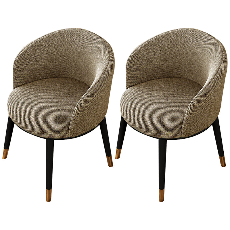 Modern Upholstered Home Arm Chair Matte Finish Solid Back Dining Chair Dark Khaki 2 Piece Set Clearhalo ' kitchen&dining_furn' 'Dining Chairs' 'Dining Tables & Seating' 'dining_chair' 'furn' 'furn_dining_chair' 'Furniture' 'furniture_dining_chair' 'Kitchen & Dining Furniture' 'kitchen' 4502397