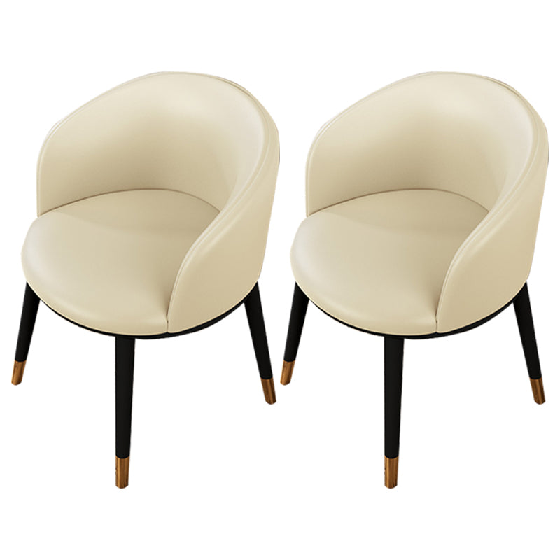 Modern Upholstered Home Arm Chair Matte Finish Solid Back Dining Chair Off-White 2 Piece Set Clearhalo ' kitchen&dining_furn' 'Dining Chairs' 'Dining Tables & Seating' 'dining_chair' 'furn' 'furn_dining_chair' 'Furniture' 'furniture_dining_chair' 'Kitchen & Dining Furniture' 'kitchen' 4502401