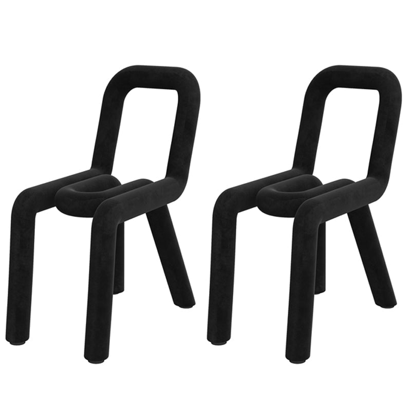 Designer Style Hotel Velvet Side Chair Matte Finish Open Back Dining Chair Black 2 Piece Set Clearhalo ' kitchen&dining_furn' 'Dining Chairs' 'Dining Tables & Seating' 'dining_chair' 'furn' 'furn_dining_chair' 'Furniture' 'furniture_dining_chair' 'Kitchen & Dining Furniture' 'kitchen' 4502404