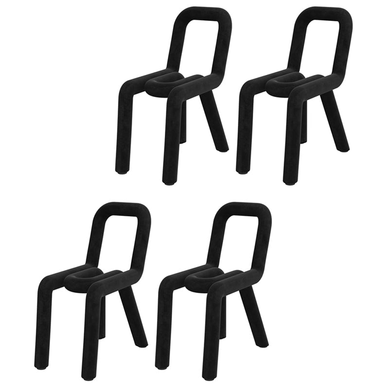 Designer Style Hotel Velvet Side Chair Matte Finish Open Back Dining Chair Black 4 Piece Set Clearhalo ' kitchen&dining_furn' 'Dining Chairs' 'Dining Tables & Seating' 'dining_chair' 'furn' 'furn_dining_chair' 'Furniture' 'furniture_dining_chair' 'Kitchen & Dining Furniture' 'kitchen' 4502405