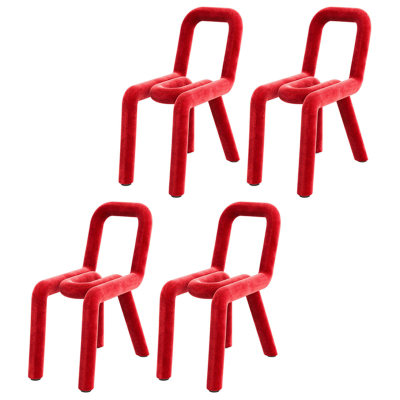 Designer Style Hotel Velvet Side Chair Matte Finish Open Back Dining Chair Red 4 Piece Set Clearhalo ' kitchen&dining_furn' 'Dining Chairs' 'Dining Tables & Seating' 'dining_chair' 'furn' 'furn_dining_chair' 'Furniture' 'furniture_dining_chair' 'Kitchen & Dining Furniture' 'kitchen' 4502414