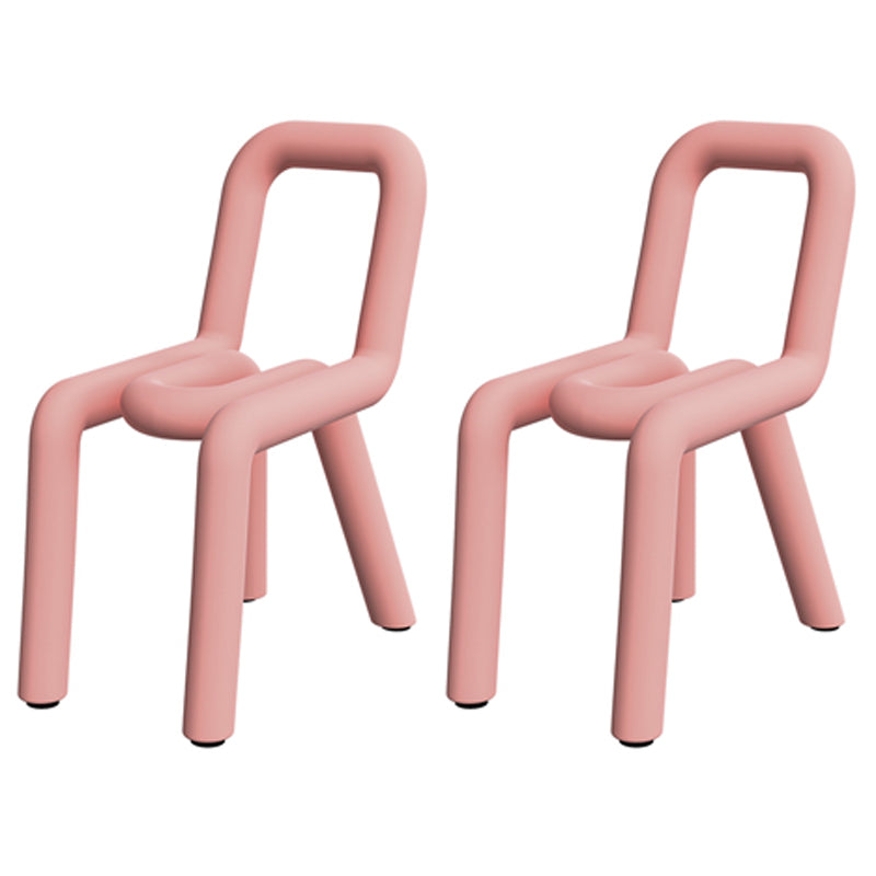 Designer Style Hotel Velvet Side Chair Matte Finish Open Back Dining Chair Pink 2 Piece Set Clearhalo ' kitchen&dining_furn' 'Dining Chairs' 'Dining Tables & Seating' 'dining_chair' 'furn' 'furn_dining_chair' 'Furniture' 'furniture_dining_chair' 'Kitchen & Dining Furniture' 'kitchen' 4502416