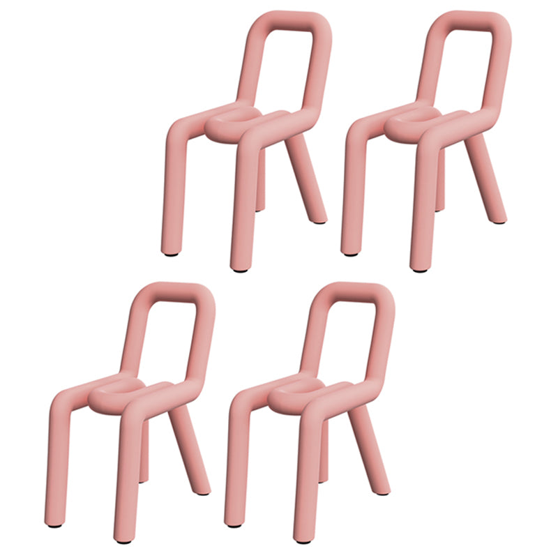 Designer Style Hotel Velvet Side Chair Matte Finish Open Back Dining Chair Pink 4 Piece Set Clearhalo ' kitchen&dining_furn' 'Dining Chairs' 'Dining Tables & Seating' 'dining_chair' 'furn' 'furn_dining_chair' 'Furniture' 'furniture_dining_chair' 'Kitchen & Dining Furniture' 'kitchen' 4502418