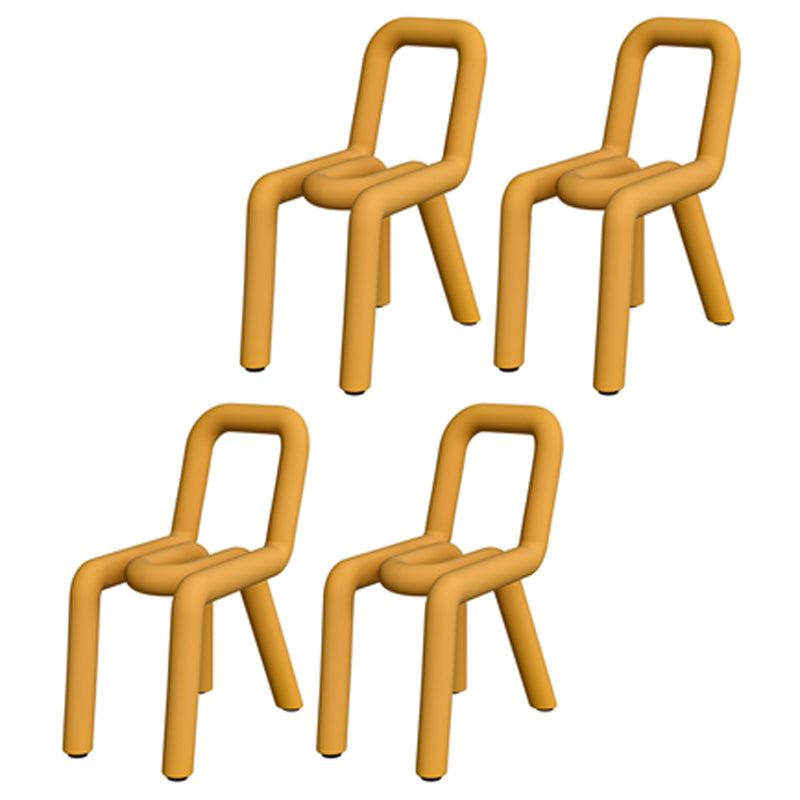 Designer Style Hotel Velvet Side Chair Matte Finish Open Back Dining Chair Yellow 4 Piece Set Clearhalo ' kitchen&dining_furn' 'Dining Chairs' 'Dining Tables & Seating' 'dining_chair' 'furn' 'furn_dining_chair' 'Furniture' 'furniture_dining_chair' 'Kitchen & Dining Furniture' 'kitchen' 4502421