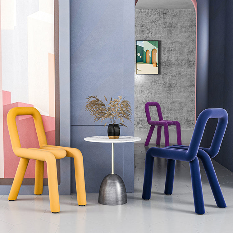 Designer Style Hotel Velvet Side Chair Matte Finish Open Back Dining Chair Clearhalo ' kitchen&dining_furn' 'Dining Chairs' 'Dining Tables & Seating' 'dining_chair' 'furn' 'furn_dining_chair' 'Furniture' 'furniture_dining_chair' 'Kitchen & Dining Furniture' 'kitchen' 4502422