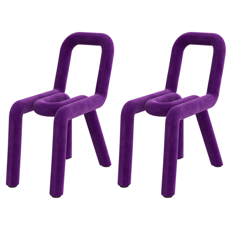 Designer Style Hotel Velvet Side Chair Matte Finish Open Back Dining Chair Purple 2 Piece Set Clearhalo ' kitchen&dining_furn' 'Dining Chairs' 'Dining Tables & Seating' 'dining_chair' 'furn' 'furn_dining_chair' 'Furniture' 'furniture_dining_chair' 'Kitchen & Dining Furniture' 'kitchen' 4502423