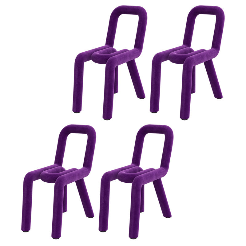 Designer Style Hotel Velvet Side Chair Matte Finish Open Back Dining Chair Purple 4 Piece Set Clearhalo ' kitchen&dining_furn' 'Dining Chairs' 'Dining Tables & Seating' 'dining_chair' 'furn' 'furn_dining_chair' 'Furniture' 'furniture_dining_chair' 'Kitchen & Dining Furniture' 'kitchen' 4502424