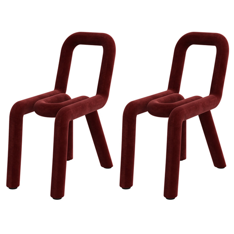 Designer Style Hotel Velvet Side Chair Matte Finish Open Back Dining Chair Burgundy 2 Piece Set Clearhalo ' kitchen&dining_furn' 'Dining Chairs' 'Dining Tables & Seating' 'dining_chair' 'furn' 'furn_dining_chair' 'Furniture' 'furniture_dining_chair' 'Kitchen & Dining Furniture' 'kitchen' 4502425