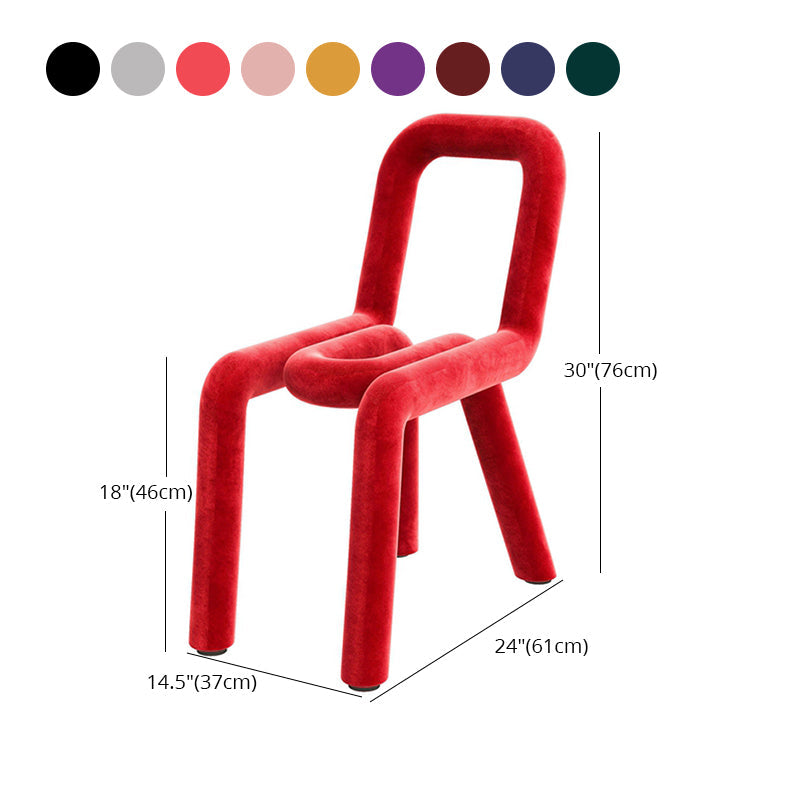 Designer Style Hotel Velvet Side Chair Matte Finish Open Back Dining Chair Clearhalo ' kitchen&dining_furn' 'Dining Chairs' 'Dining Tables & Seating' 'dining_chair' 'furn' 'furn_dining_chair' 'Furniture' 'furniture_dining_chair' 'Kitchen & Dining Furniture' 'kitchen' 4502431