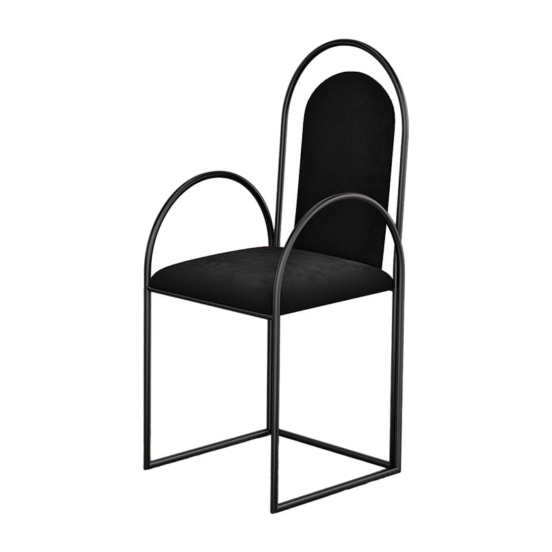 Glam Metal Dining Room Chairs Upholstered Side Armchair for Home Use Black 1 Piece Clearhalo ' kitchen&dining_furn' 'Dining Chairs' 'Dining Tables & Seating' 'dining_chair' 'furn' 'furn_dining_chair' 'Furniture' 'furniture_dining_chair' 'Kitchen & Dining Furniture' 'kitchen' 4502433