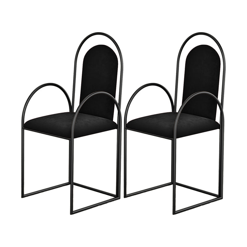 Glam Metal Dining Room Chairs Upholstered Side Armchair for Home Use Black 2 Piece Set Clearhalo ' kitchen&dining_furn' 'Dining Chairs' 'Dining Tables & Seating' 'dining_chair' 'furn' 'furn_dining_chair' 'Furniture' 'furniture_dining_chair' 'Kitchen & Dining Furniture' 'kitchen' 4502435