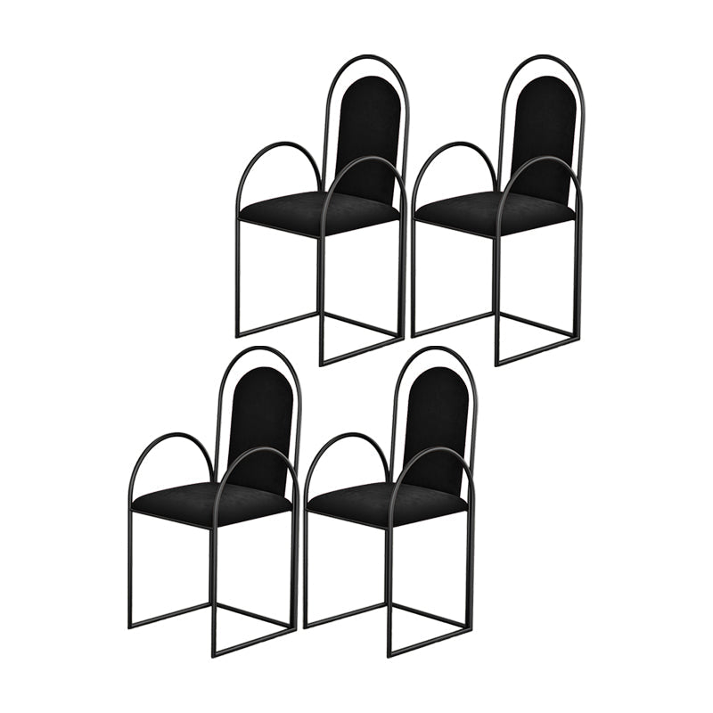 Glam Metal Dining Room Chairs Upholstered Side Armchair for Home Use Black 4 Piece Set Clearhalo ' kitchen&dining_furn' 'Dining Chairs' 'Dining Tables & Seating' 'dining_chair' 'furn' 'furn_dining_chair' 'Furniture' 'furniture_dining_chair' 'Kitchen & Dining Furniture' 'kitchen' 4502437