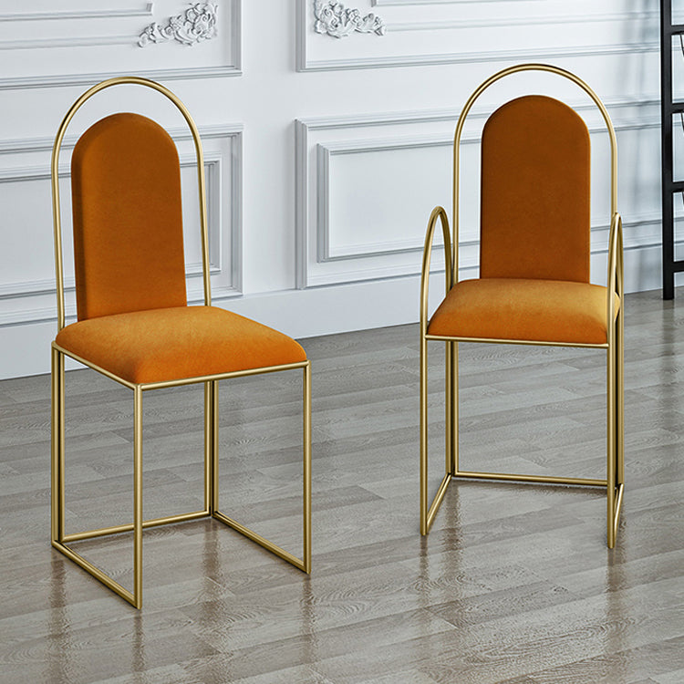 Glam Metal Dining Room Chairs Upholstered Side Armchair for Home Use Clearhalo ' kitchen&dining_furn' 'Dining Chairs' 'Dining Tables & Seating' 'dining_chair' 'furn' 'furn_dining_chair' 'Furniture' 'furniture_dining_chair' 'Kitchen & Dining Furniture' 'kitchen' 4502439