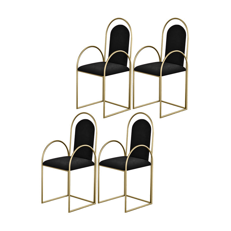 Glam Metal Dining Room Chairs Upholstered Side Armchair for Home Use Black-Gold 4 Piece Set Clearhalo ' kitchen&dining_furn' 'Dining Chairs' 'Dining Tables & Seating' 'dining_chair' 'furn' 'furn_dining_chair' 'Furniture' 'furniture_dining_chair' 'Kitchen & Dining Furniture' 'kitchen' 4502443