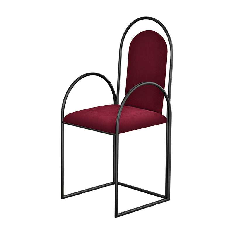 Glam Metal Dining Room Chairs Upholstered Side Armchair for Home Use Red-Black 1 Piece Clearhalo ' kitchen&dining_furn' 'Dining Chairs' 'Dining Tables & Seating' 'dining_chair' 'furn' 'furn_dining_chair' 'Furniture' 'furniture_dining_chair' 'Kitchen & Dining Furniture' 'kitchen' 4502445