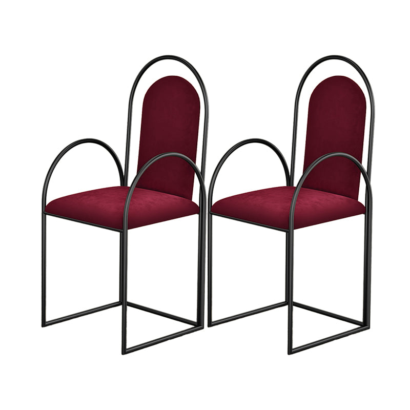 Glam Metal Dining Room Chairs Upholstered Side Armchair for Home Use Red-Black 2 Piece Set Clearhalo ' kitchen&dining_furn' 'Dining Chairs' 'Dining Tables & Seating' 'dining_chair' 'furn' 'furn_dining_chair' 'Furniture' 'furniture_dining_chair' 'Kitchen & Dining Furniture' 'kitchen' 4502446