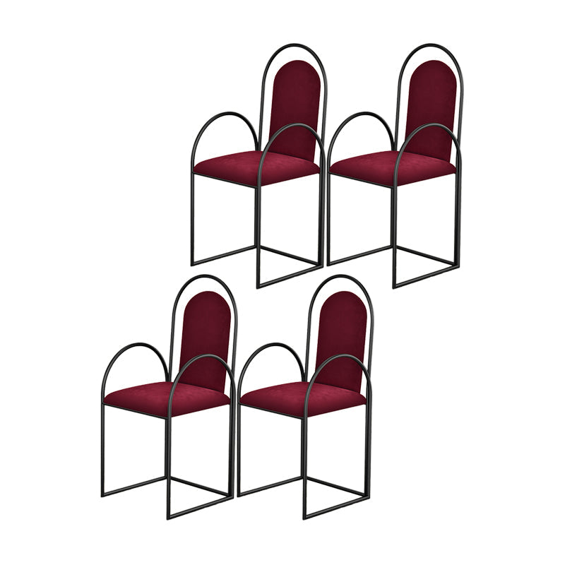 Glam Metal Dining Room Chairs Upholstered Side Armchair for Home Use Red-Black 4 Piece Set Clearhalo ' kitchen&dining_furn' 'Dining Chairs' 'Dining Tables & Seating' 'dining_chair' 'furn' 'furn_dining_chair' 'Furniture' 'furniture_dining_chair' 'Kitchen & Dining Furniture' 'kitchen' 4502448