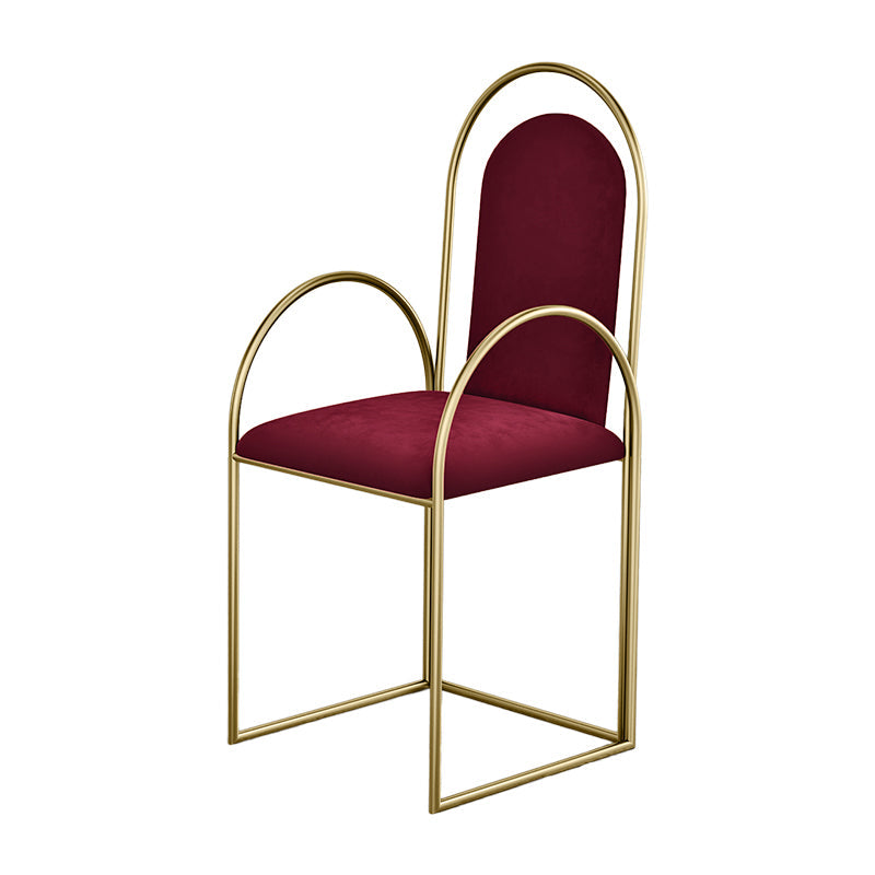 Glam Metal Dining Room Chairs Upholstered Side Armchair for Home Use Red Gold 1 Piece Clearhalo ' kitchen&dining_furn' 'Dining Chairs' 'Dining Tables & Seating' 'dining_chair' 'furn' 'furn_dining_chair' 'Furniture' 'furniture_dining_chair' 'Kitchen & Dining Furniture' 'kitchen' 4502449