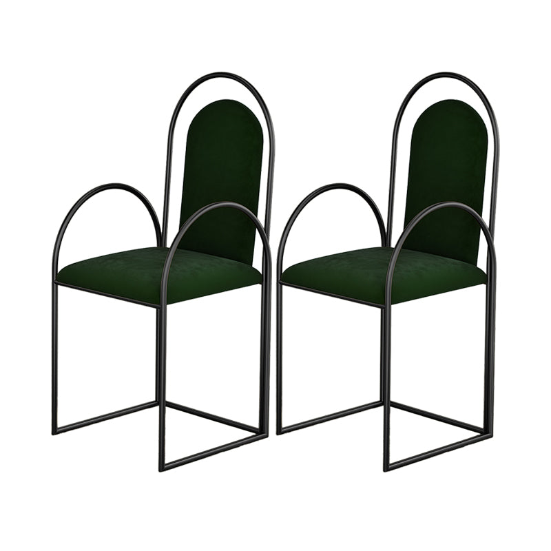 Glam Metal Dining Room Chairs Upholstered Side Armchair for Home Use Green-Black 2 Piece Set Clearhalo ' kitchen&dining_furn' 'Dining Chairs' 'Dining Tables & Seating' 'dining_chair' 'furn' 'furn_dining_chair' 'Furniture' 'furniture_dining_chair' 'Kitchen & Dining Furniture' 'kitchen' 4502453