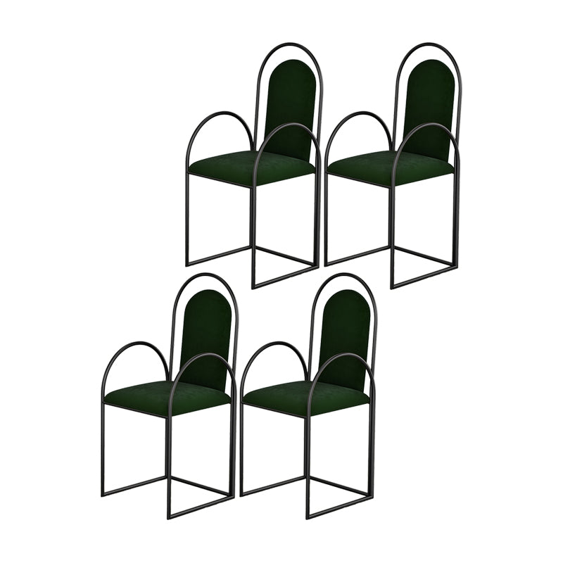 Glam Metal Dining Room Chairs Upholstered Side Armchair for Home Use Green-Black 4 Piece Set Clearhalo ' kitchen&dining_furn' 'Dining Chairs' 'Dining Tables & Seating' 'dining_chair' 'furn' 'furn_dining_chair' 'Furniture' 'furniture_dining_chair' 'Kitchen & Dining Furniture' 'kitchen' 4502454