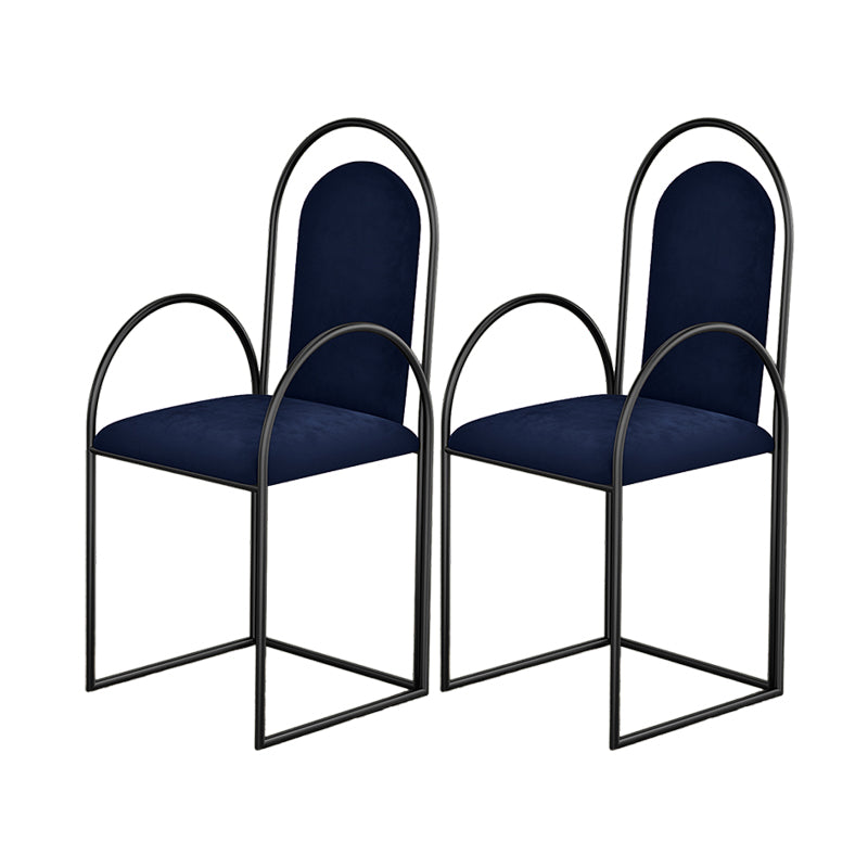 Glam Metal Dining Room Chairs Upholstered Side Armchair for Home Use Royal Blue-Black 2 Piece Set Clearhalo ' kitchen&dining_furn' 'Dining Chairs' 'Dining Tables & Seating' 'dining_chair' 'furn' 'furn_dining_chair' 'Furniture' 'furniture_dining_chair' 'Kitchen & Dining Furniture' 'kitchen' 4502459