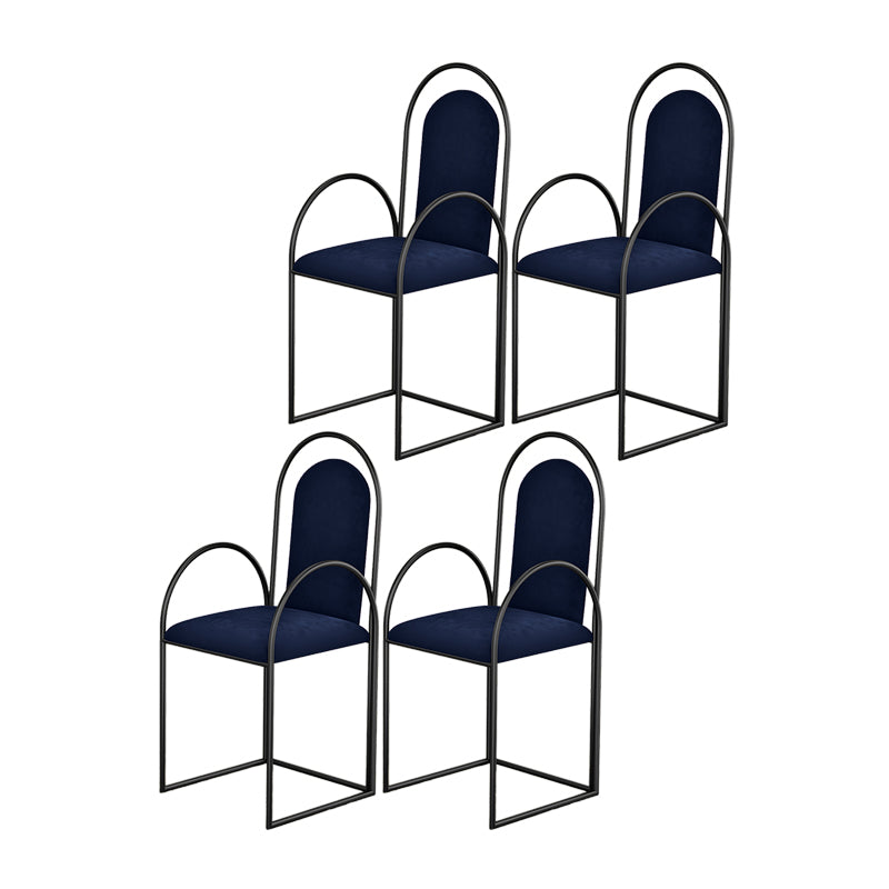 Glam Metal Dining Room Chairs Upholstered Side Armchair for Home Use Royal Blue-Black 4 Piece Set Clearhalo ' kitchen&dining_furn' 'Dining Chairs' 'Dining Tables & Seating' 'dining_chair' 'furn' 'furn_dining_chair' 'Furniture' 'furniture_dining_chair' 'Kitchen & Dining Furniture' 'kitchen' 4502460