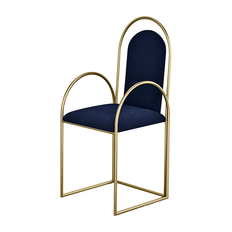 Glam Metal Dining Room Chairs Upholstered Side Armchair for Home Use Blue Gold 1 Piece Clearhalo ' kitchen&dining_furn' 'Dining Chairs' 'Dining Tables & Seating' 'dining_chair' 'furn' 'furn_dining_chair' 'Furniture' 'furniture_dining_chair' 'Kitchen & Dining Furniture' 'kitchen' 4502464