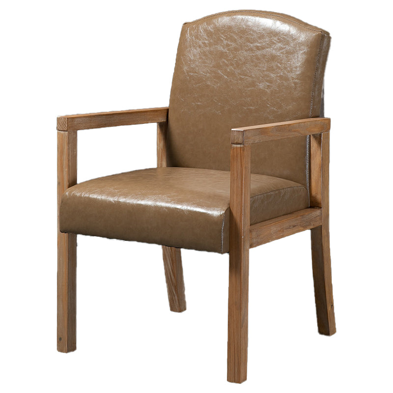 Contemporary Dining and Accent Chairs Matte Finish Parsons Arm Chair Dark Khaki 1 Piece Clearhalo ' kitchen&dining_furn' 'Dining Chairs' 'Dining Tables & Seating' 'dining_chair' 'furn' 'furn_dining_chair' 'Furniture' 'furniture_dining_chair' 'Kitchen & Dining Furniture' 'kitchen' 4502516