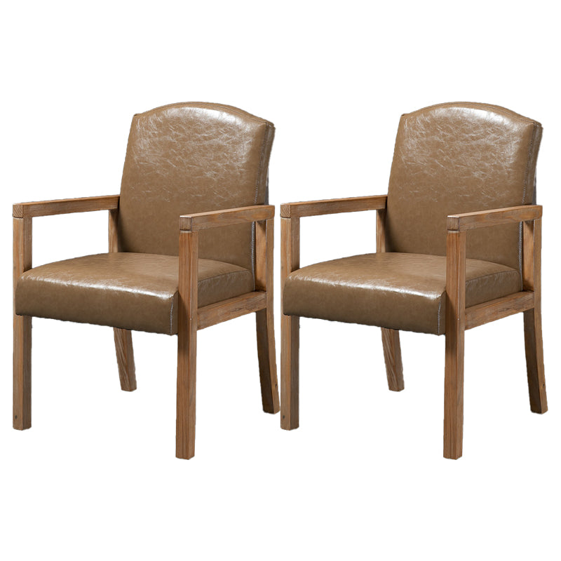 Contemporary Dining and Accent Chairs Matte Finish Parsons Arm Chair Dark Khaki 2 Piece Set Clearhalo ' kitchen&dining_furn' 'Dining Chairs' 'Dining Tables & Seating' 'dining_chair' 'furn' 'furn_dining_chair' 'Furniture' 'furniture_dining_chair' 'Kitchen & Dining Furniture' 'kitchen' 4502518