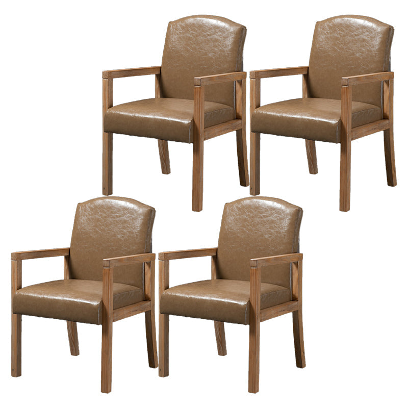 Contemporary Dining and Accent Chairs Matte Finish Parsons Arm Chair Dark Khaki 4 Piece Set Clearhalo ' kitchen&dining_furn' 'Dining Chairs' 'Dining Tables & Seating' 'dining_chair' 'furn' 'furn_dining_chair' 'Furniture' 'furniture_dining_chair' 'Kitchen & Dining Furniture' 'kitchen' 4502520