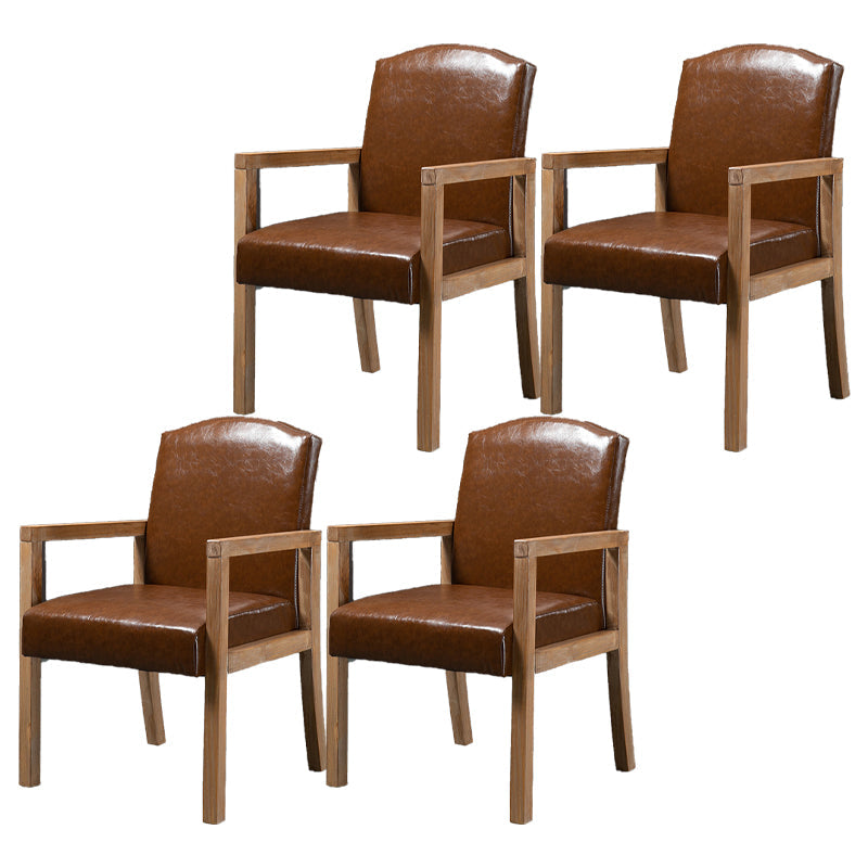 Contemporary Dining and Accent Chairs Matte Finish Parsons Arm Chair Dark Coffee 4 Piece Set Clearhalo ' kitchen&dining_furn' 'Dining Chairs' 'Dining Tables & Seating' 'dining_chair' 'furn' 'furn_dining_chair' 'Furniture' 'furniture_dining_chair' 'Kitchen & Dining Furniture' 'kitchen' 4502535