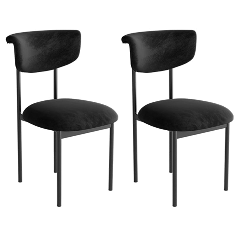 Modern Home Velvet Side Chair Matte Finish Open Back Dining Chair Black 2 Piece Set Clearhalo ' kitchen&dining_furn' 'Dining Chairs' 'Dining Tables & Seating' 'dining_chair' 'furn' 'furn_dining_chair' 'Furniture' 'furniture_dining_chair' 'Kitchen & Dining Furniture' 'kitchen' 4502538