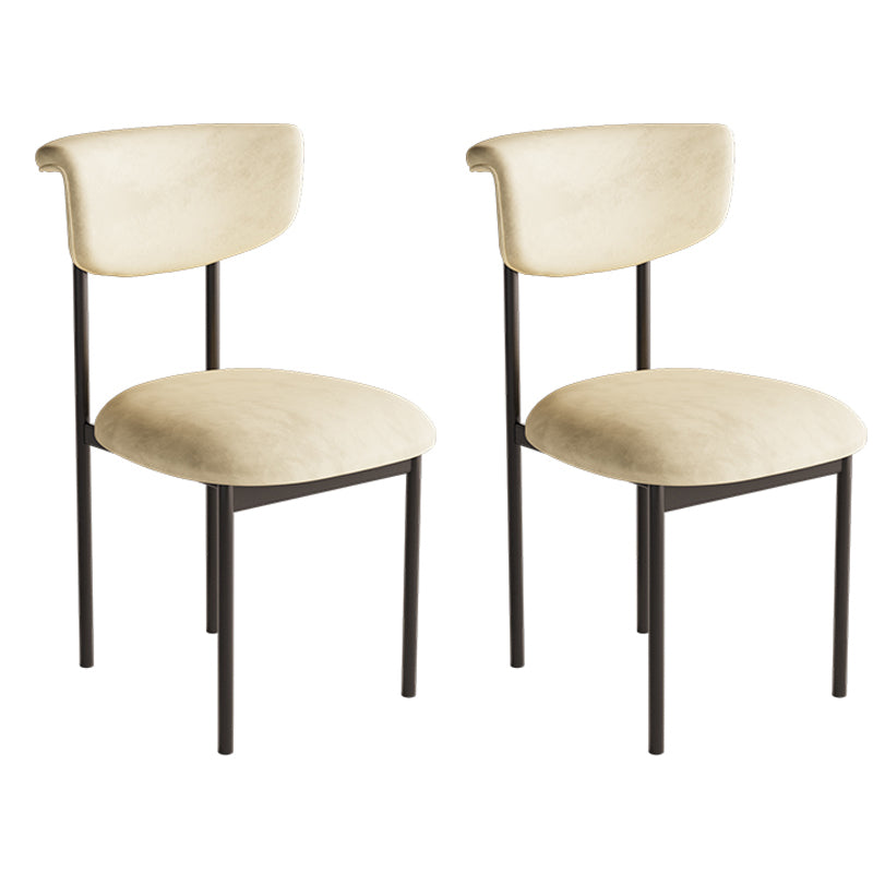 Modern Home Velvet Side Chair Matte Finish Open Back Dining Chair Off-White 2 Piece Set Clearhalo ' kitchen&dining_furn' 'Dining Chairs' 'Dining Tables & Seating' 'dining_chair' 'furn' 'furn_dining_chair' 'Furniture' 'furniture_dining_chair' 'Kitchen & Dining Furniture' 'kitchen' 4502549
