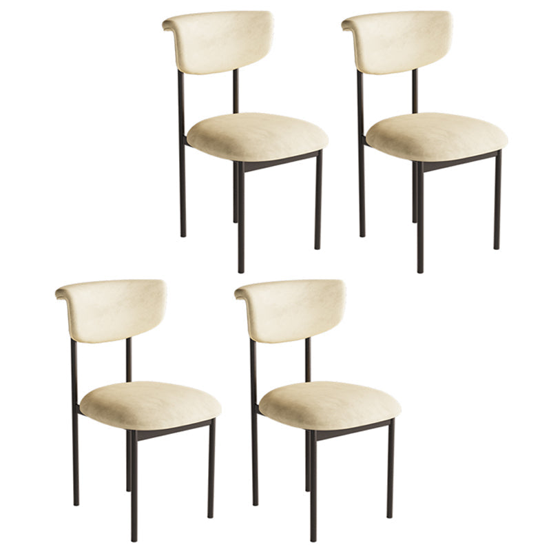 Modern Home Velvet Side Chair Matte Finish Open Back Dining Chair Off-White 4 Piece Set Clearhalo ' kitchen&dining_furn' 'Dining Chairs' 'Dining Tables & Seating' 'dining_chair' 'furn' 'furn_dining_chair' 'Furniture' 'furniture_dining_chair' 'Kitchen & Dining Furniture' 'kitchen' 4502551