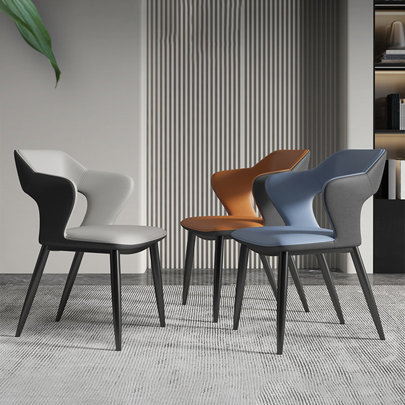 Contemporary Dining Room Chair Matte Finish Leather Curved Open Back Arm Chair Clearhalo ' kitchen&dining_furn' 'Dining Chairs' 'Dining Tables & Seating' 'dining_chair' 'furn' 'furn_dining_chair' 'Furniture' 'furniture_dining_chair' 'Kitchen & Dining Furniture' 'kitchen' 4502560