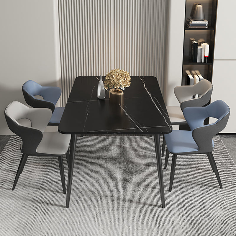 Contemporary Dining Room Chair Matte Finish Leather Curved Open Back Arm Chair Clearhalo ' kitchen&dining_furn' 'Dining Chairs' 'Dining Tables & Seating' 'dining_chair' 'furn' 'furn_dining_chair' 'Furniture' 'furniture_dining_chair' 'Kitchen & Dining Furniture' 'kitchen' 4502567