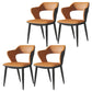 Contemporary Dining Room Chair Matte Finish Leather Curved Open Back Arm Chair Orange 4 Piece Set Clearhalo ' kitchen&dining_furn' 'Dining Chairs' 'Dining Tables & Seating' 'dining_chair' 'furn' 'furn_dining_chair' 'Furniture' 'furniture_dining_chair' 'Kitchen & Dining Furniture' 'kitchen' 4502570