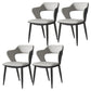 Contemporary Dining Room Chair Matte Finish Leather Curved Open Back Arm Chair Grey 4 Piece Set Clearhalo ' kitchen&dining_furn' 'Dining Chairs' 'Dining Tables & Seating' 'dining_chair' 'furn' 'furn_dining_chair' 'Furniture' 'furniture_dining_chair' 'Kitchen & Dining Furniture' 'kitchen' 4502577