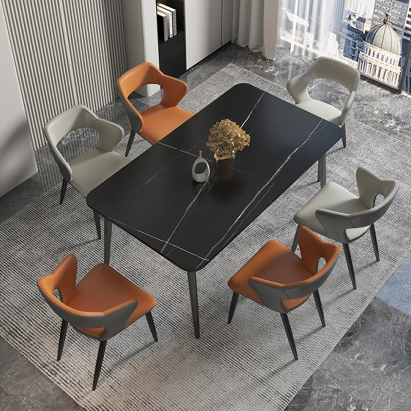 Contemporary Dining Room Chair Matte Finish Leather Curved Open Back Arm Chair Clearhalo ' kitchen&dining_furn' 'Dining Chairs' 'Dining Tables & Seating' 'dining_chair' 'furn' 'furn_dining_chair' 'Furniture' 'furniture_dining_chair' 'Kitchen & Dining Furniture' 'kitchen' 4502578