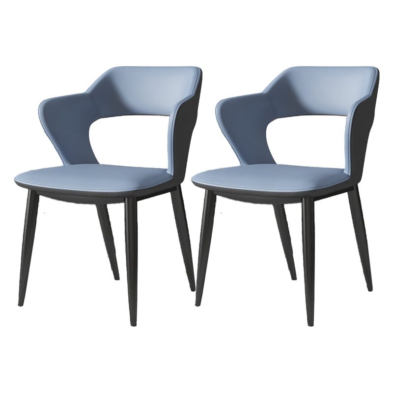 Contemporary Dining Room Chair Matte Finish Leather Curved Open Back Arm Chair Blue 2 Piece Set Clearhalo ' kitchen&dining_furn' 'Dining Chairs' 'Dining Tables & Seating' 'dining_chair' 'furn' 'furn_dining_chair' 'Furniture' 'furniture_dining_chair' 'Kitchen & Dining Furniture' 'kitchen' 4502580